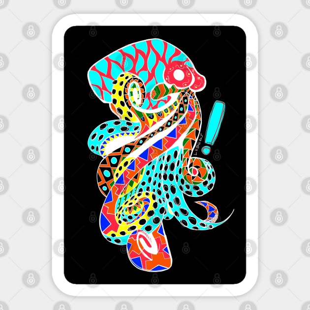 octopus kraken in sweet magical glitch in ecopop pattern mandala Sticker by jorge_lebeau